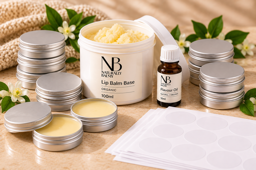 Natural, Organic Lip Balm Making Kit with Base (Makes 10 Tins)