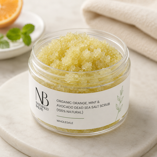 Organic Orange, Mint & Avocado Dead Sea Salt Scrub - Wholesale