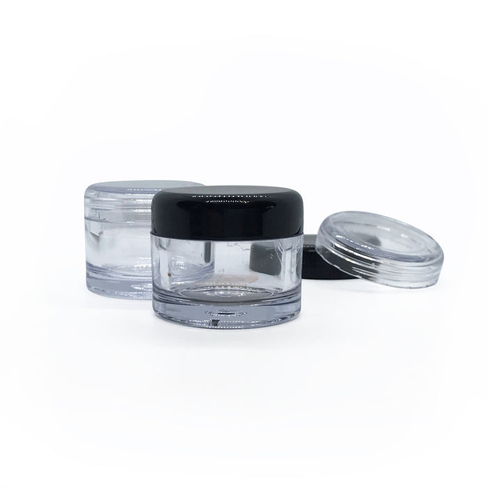 10ml Clear Lip Balm Jar with Black/Clear Lids